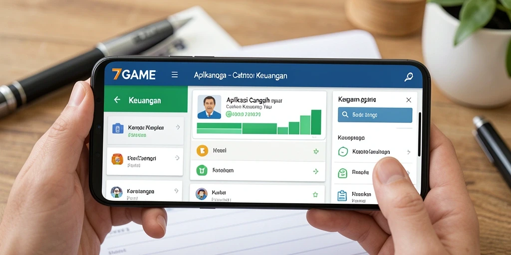 Antarmuka pengguna 7GAME menunjukkan fitur Catatan Keuangan yang jelas dan terorganisir.