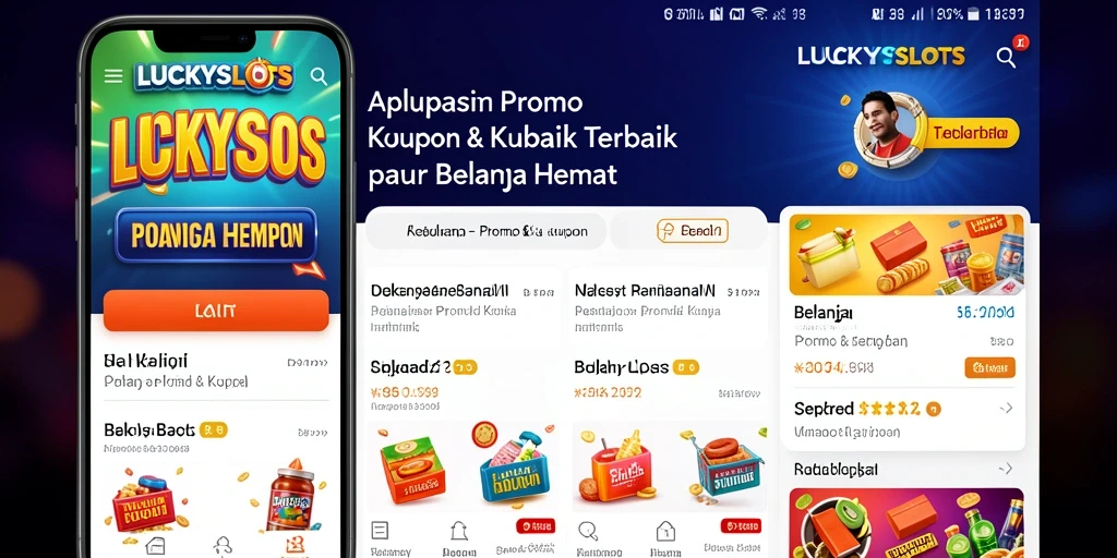 Tampilan utama aplikasi LUCKYSLOTS dengan beragam kupon dan promo menarik.