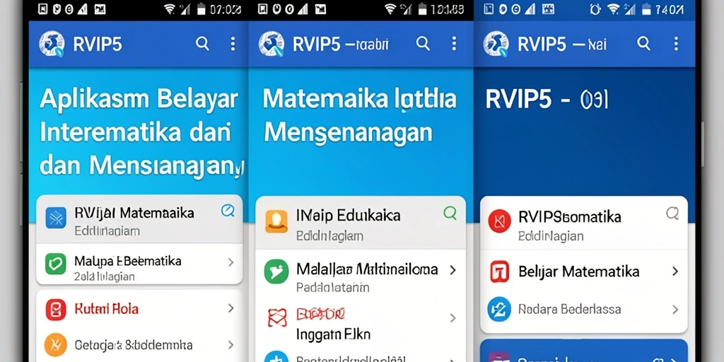 Antarmuka pengguna RVIP5 yang menarik dan interaktif untuk belajar matematika.