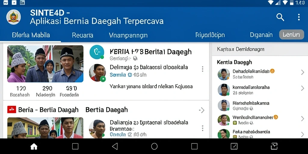 Antarmuka aplikasi SINTE4D yang menampilkan berita daerah.