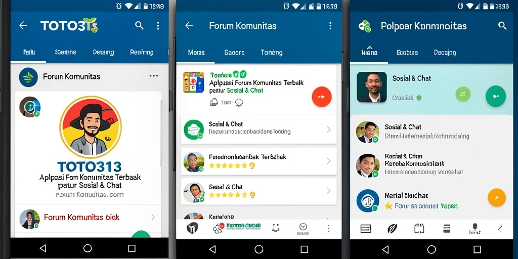 Tampilan antarmuka utama aplikasi TOTO313 yang menampilkan forum komunitas.