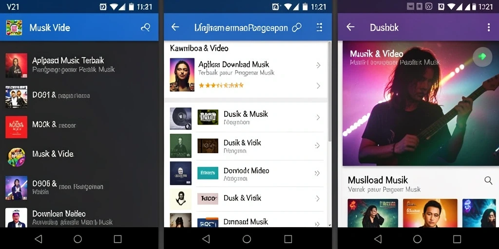 Tampilan antarmuka aplikasi V21 untuk Download Musik yang memudahkan pengguna.